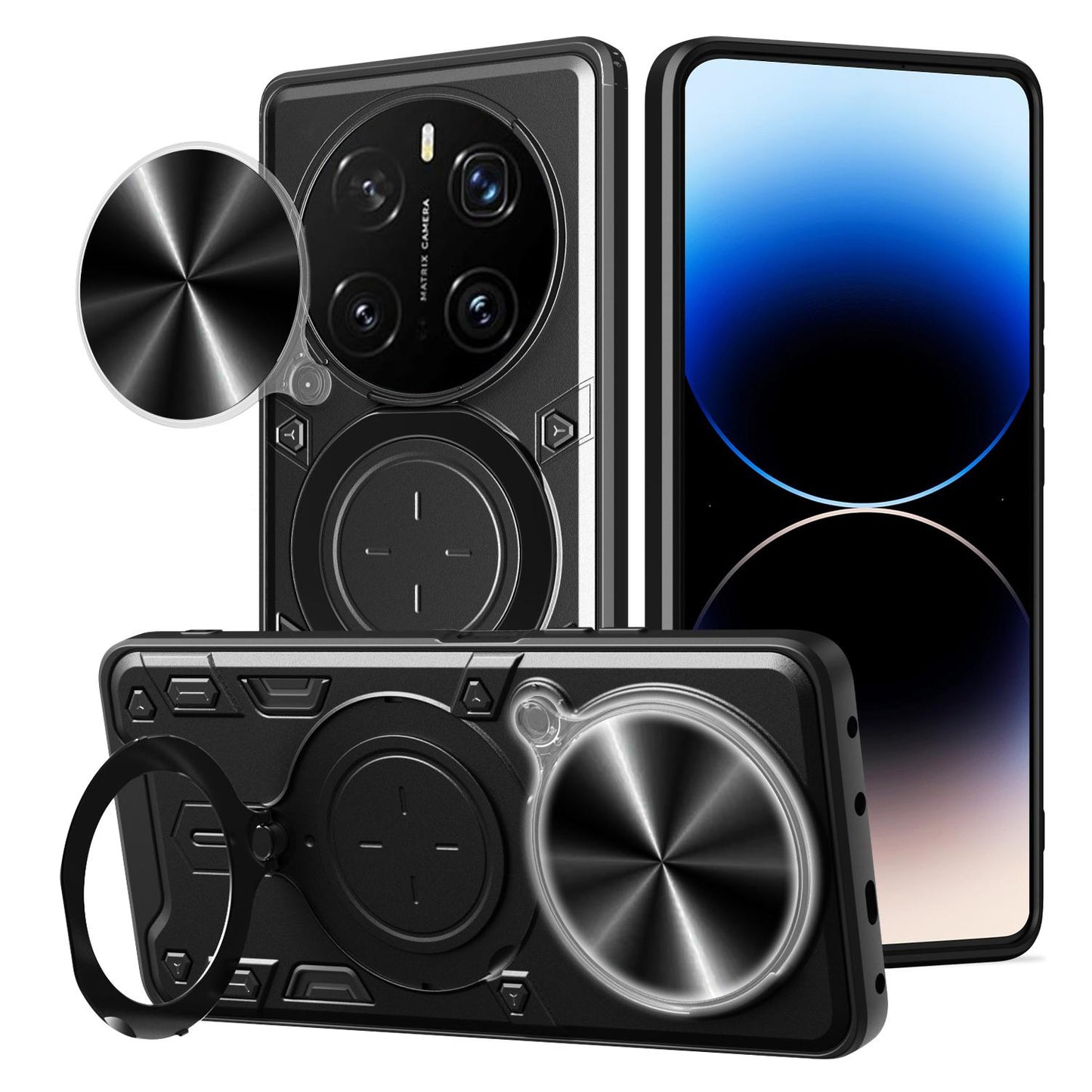 Honor Magic7 Pro Magnetic Holder CD Texture Sliding Camshield Phone Case, TPU PC Shockproof Cover