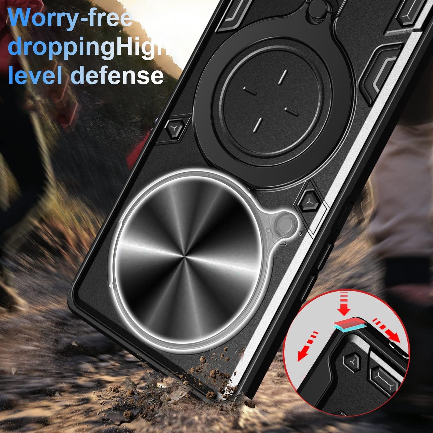 Honor Magic7 Pro Magnetic Holder CD Texture Sliding Camshield Phone Case, TPU PC Shockproof Cover