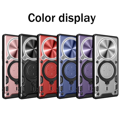 Honor Magic7 Pro Magnetic Holder CD Texture Sliding Camshield Phone Case, TPU PC Shockproof Cover