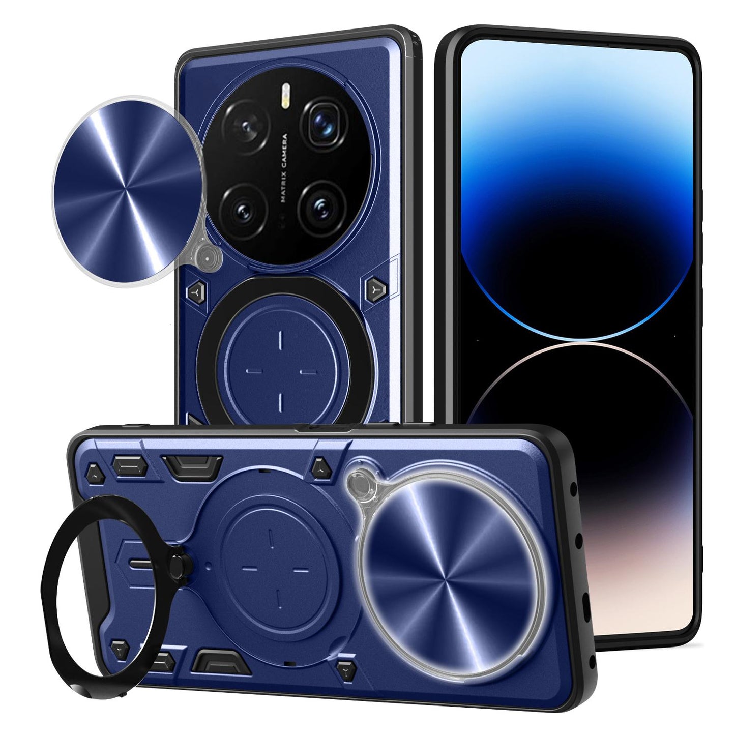 Honor Magic7 Pro Magnetic Holder CD Texture Sliding Camshield Phone Case, TPU PC Shockproof Cover