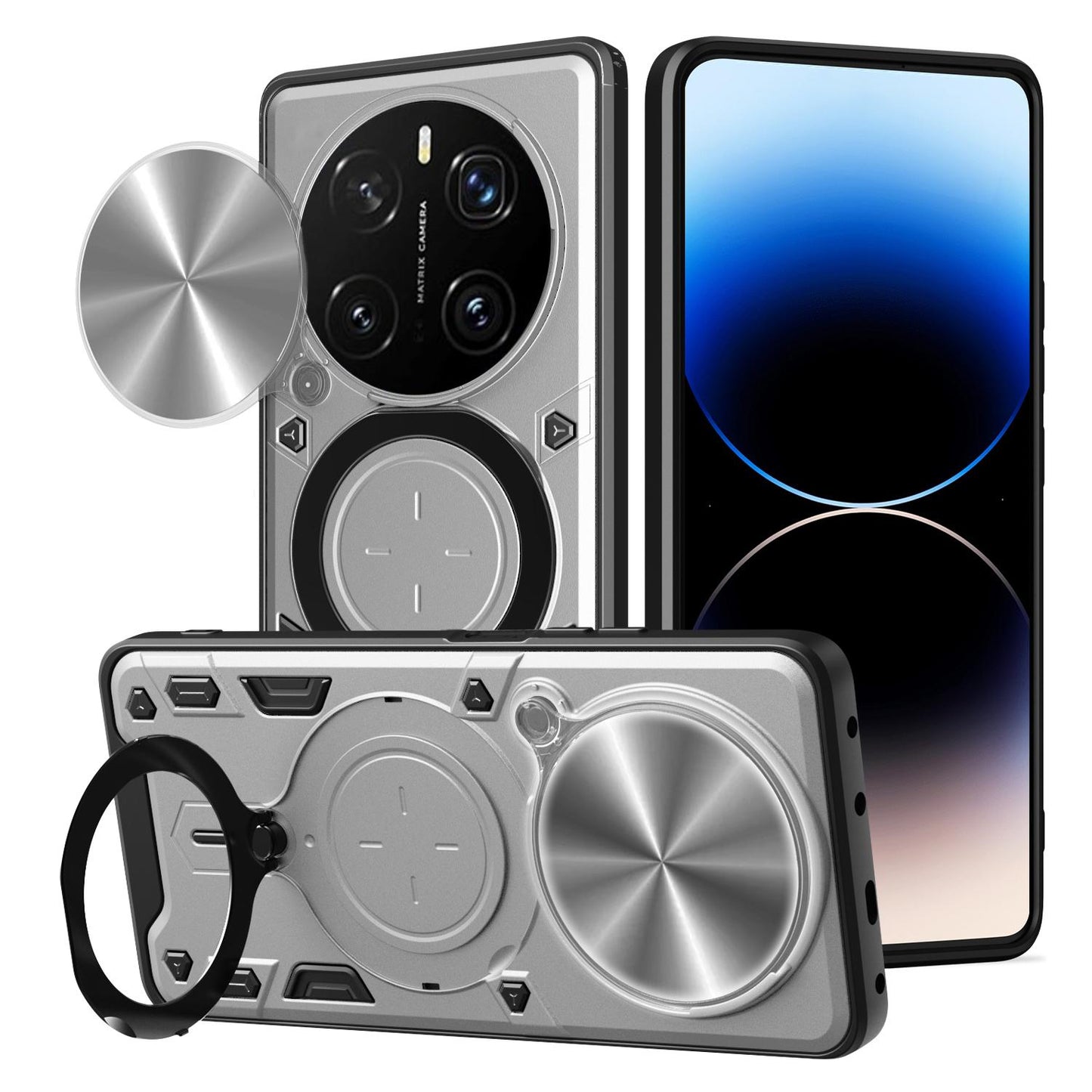 Honor Magic7 Pro Magnetic Holder CD Texture Sliding Camshield Phone Case, TPU PC Shockproof Cover