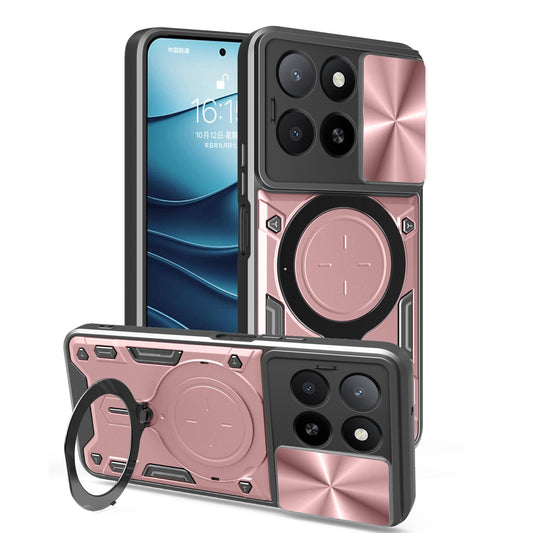 Honor X5b Plus Magnetic Holder CD Texture Sliding Camshield Phone Case, TPU PC Shockproof Cover