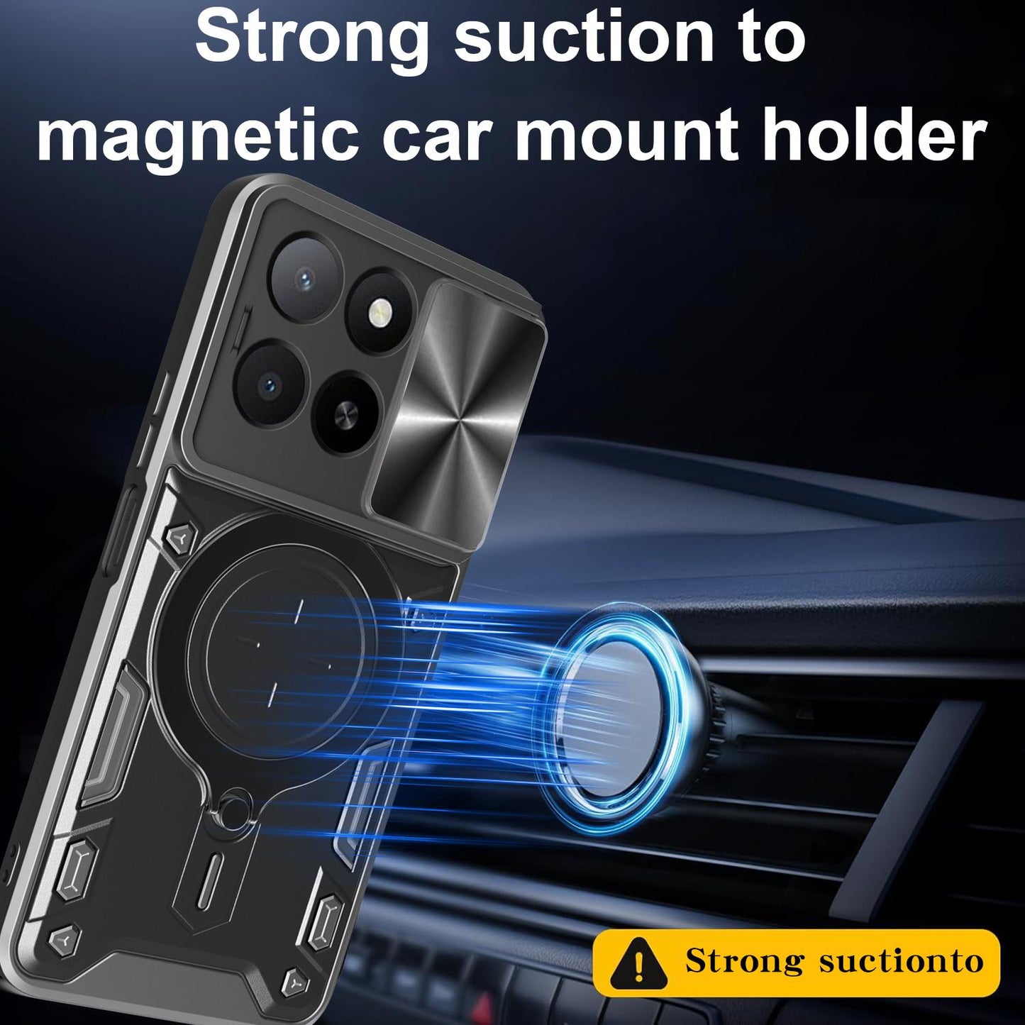 Honor X5b Plus Magnetic Holder CD Texture Sliding Camshield Phone Case, TPU PC Shockproof Cover