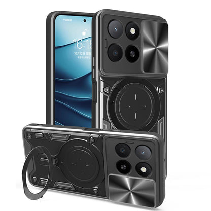 Honor X5b 4G Magnetic Holder CD Texture Sliding Camshield Phone Case, TPU PC Shockproof Cover