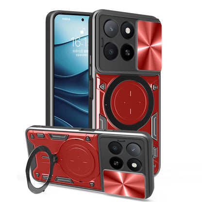 Honor X5b Plus Magnetic Holder CD Texture Sliding Camshield Phone Case, TPU PC Shockproof Cover