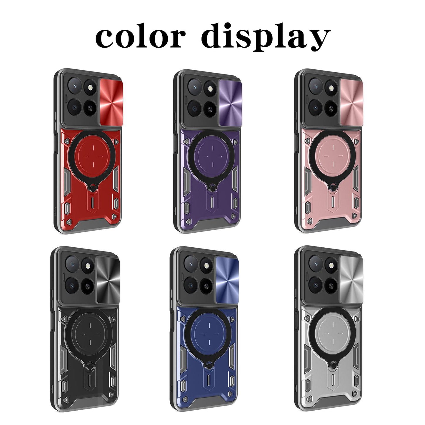 Honor X5b Plus Magnetic Holder CD Texture Sliding Camshield Phone Case, TPU PC Shockproof Cover