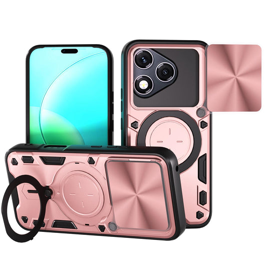 Honor 400 Lite Magnetic Holder CD Texture Sliding Camshield Phone Case, TPU PC Shockproof Cover