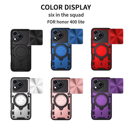 Honor 400 Lite Magnetic Holder CD Texture Sliding Camshield Phone Case, TPU PC Shockproof Cover
