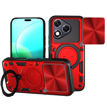 Honor 400 Lite Magnetic Holder CD Texture Sliding Camshield Phone Case, TPU PC Shockproof Cover