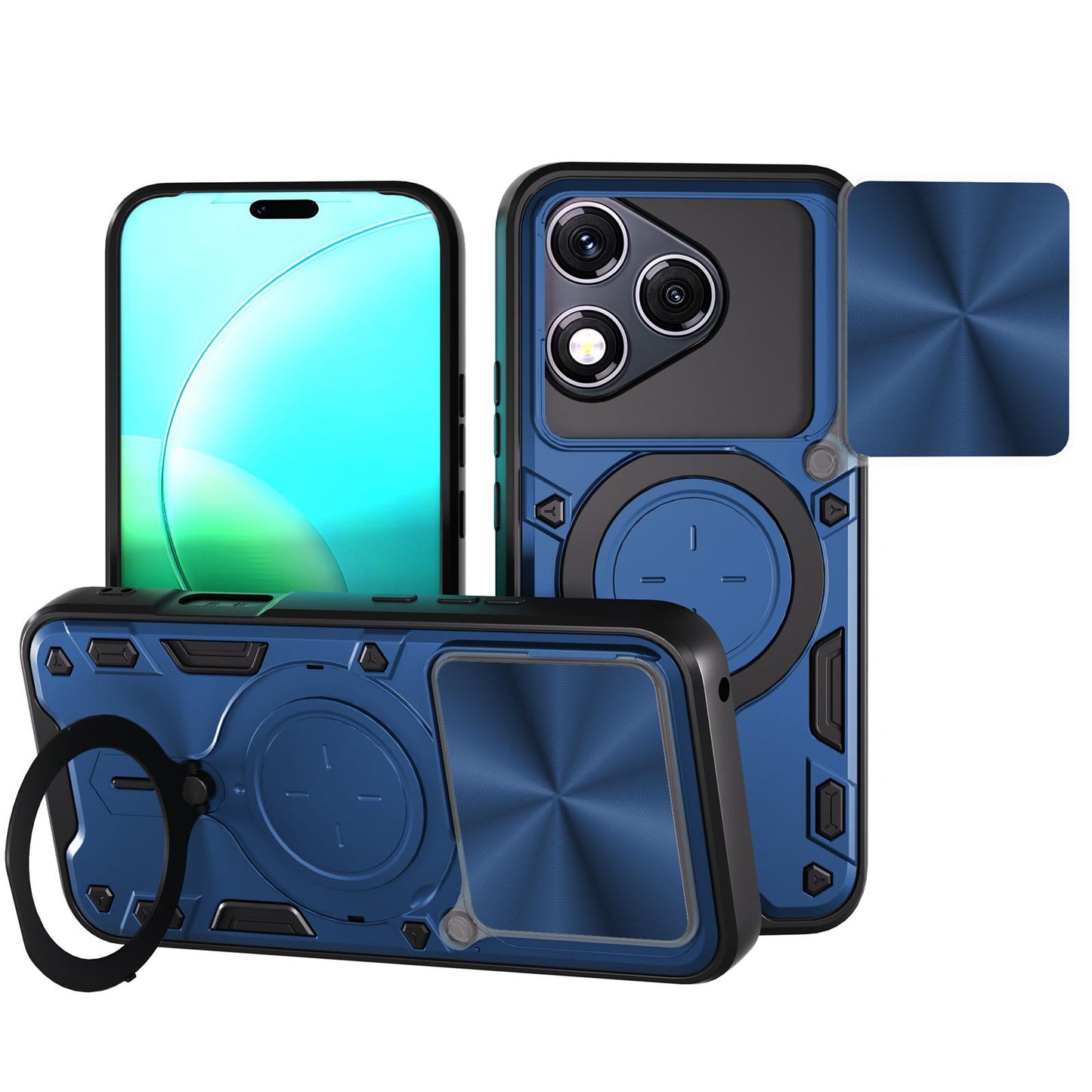 Honor 400 Lite Magnetic Holder CD Texture Sliding Camshield Phone Case, TPU PC Shockproof Cover