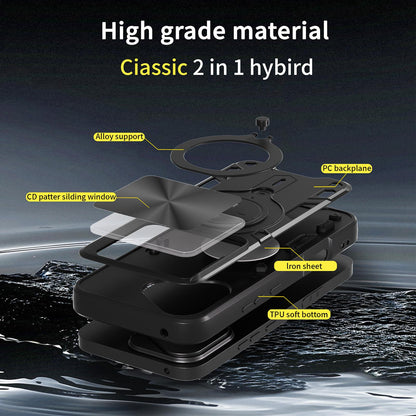 Honor 400 Lite Magnetic Holder CD Texture Sliding Camshield Phone Case, TPU PC Shockproof Cover