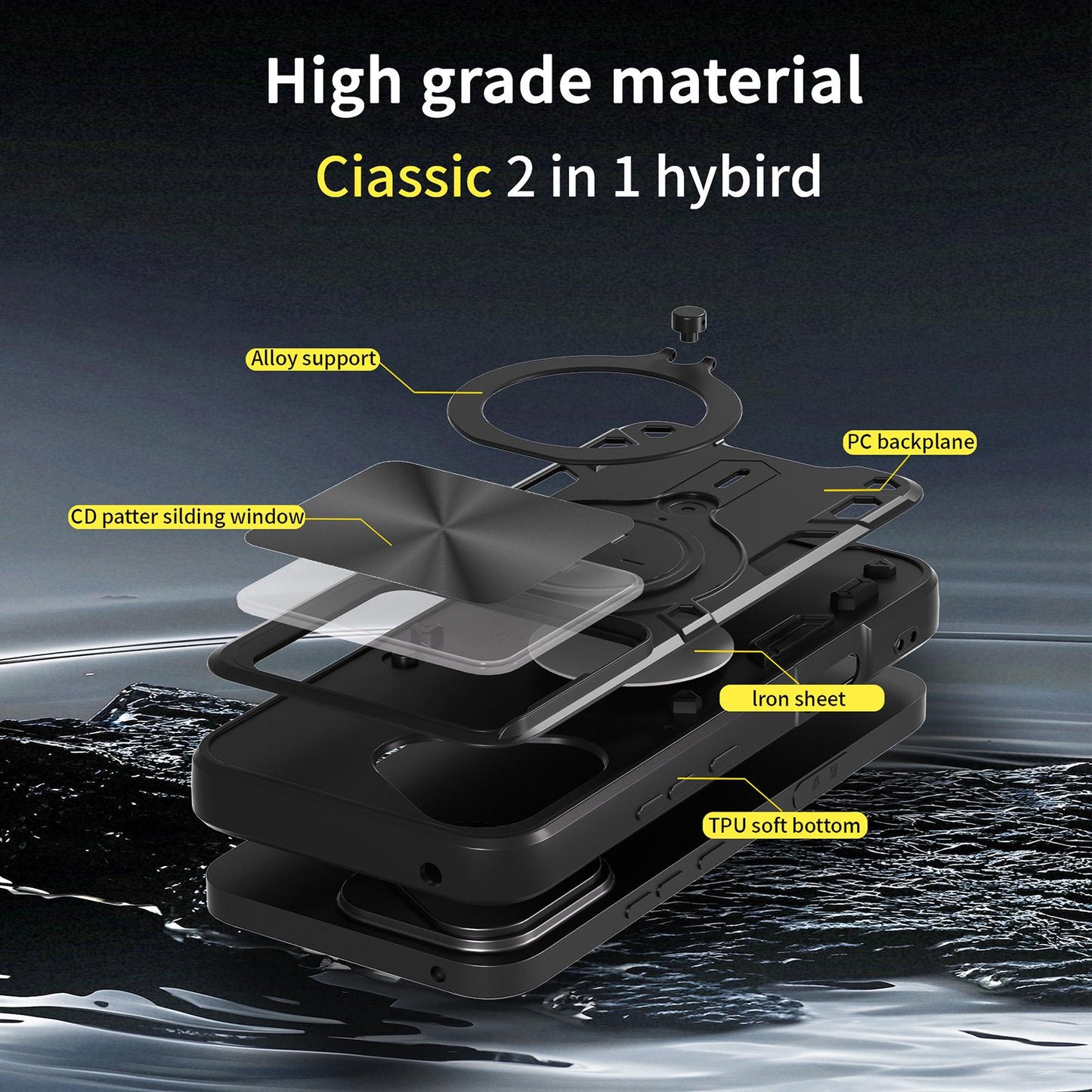 Honor 400 Lite Magnetic Holder CD Texture Sliding Camshield Phone Case, TPU PC Shockproof Cover