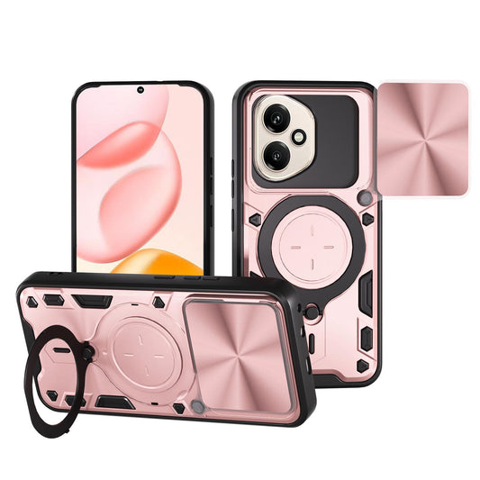 Honor 400 156.5mm Magnetic Holder CD Texture Sliding Camshield Phone Case, TPU PC Shockproof Cover