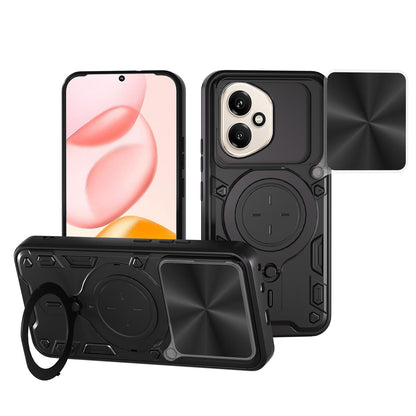 Honor 400 156.5mm Magnetic Holder CD Texture Sliding Camshield Phone Case, TPU PC Shockproof Cover
