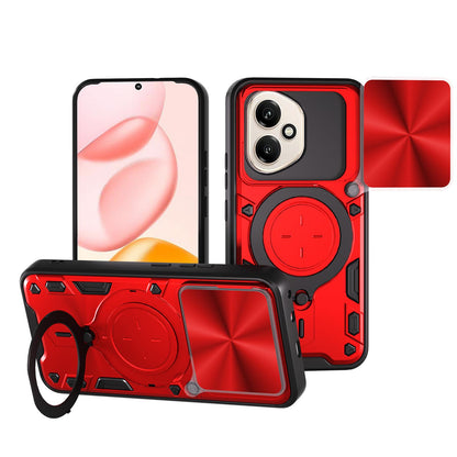 Honor 400 156.5mm Magnetic Holder CD Texture Sliding Camshield Phone Case, TPU PC Shockproof Cover