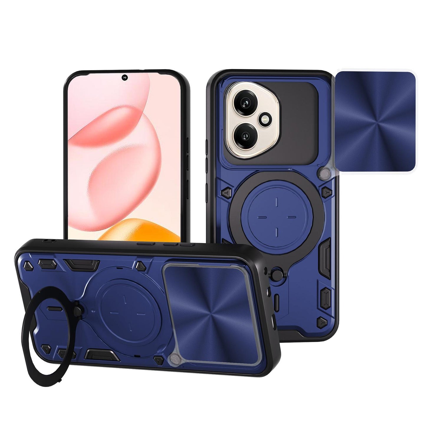 Honor 400 156.5mm Magnetic Holder CD Texture Sliding Camshield Phone Case, TPU PC Shockproof Cover