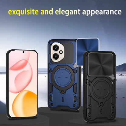 Honor 400 156.5mm Magnetic Holder CD Texture Sliding Camshield Phone Case, TPU PC Shockproof Cover