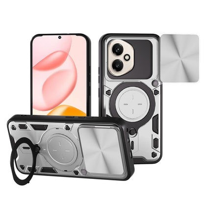 Honor 400 156.5mm Magnetic Holder CD Texture Sliding Camshield Phone Case, TPU PC Shockproof Cover