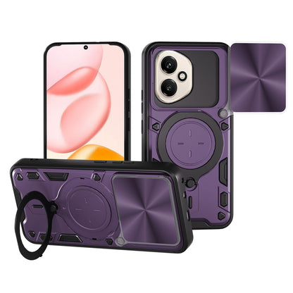 Honor 400 156.5mm Magnetic Holder CD Texture Sliding Camshield Phone Case, TPU PC Shockproof Cover
