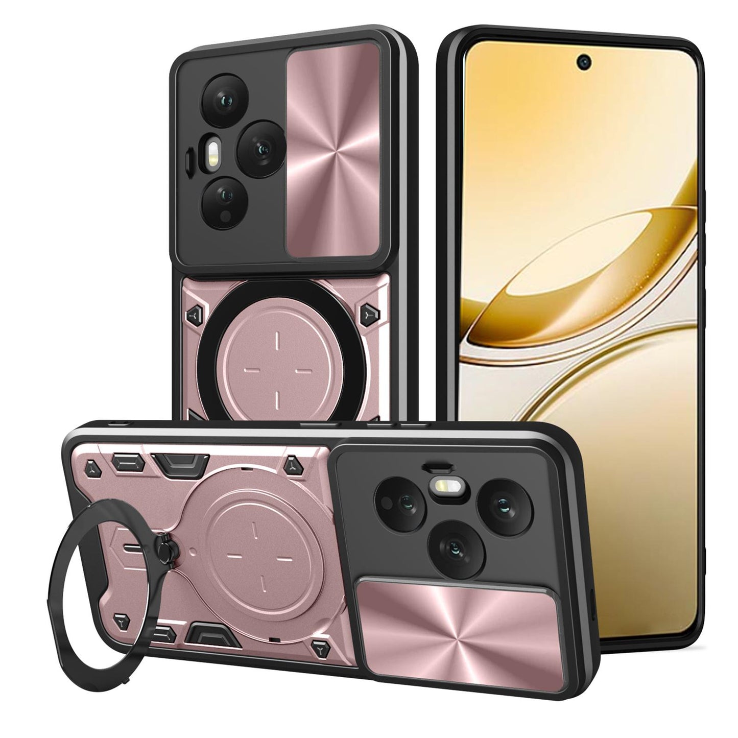 Honor 400 Pro 160.8mm Magnetic Holder CD Texture Sliding Camshield Phone Case, TPU PC Shockproof Cover