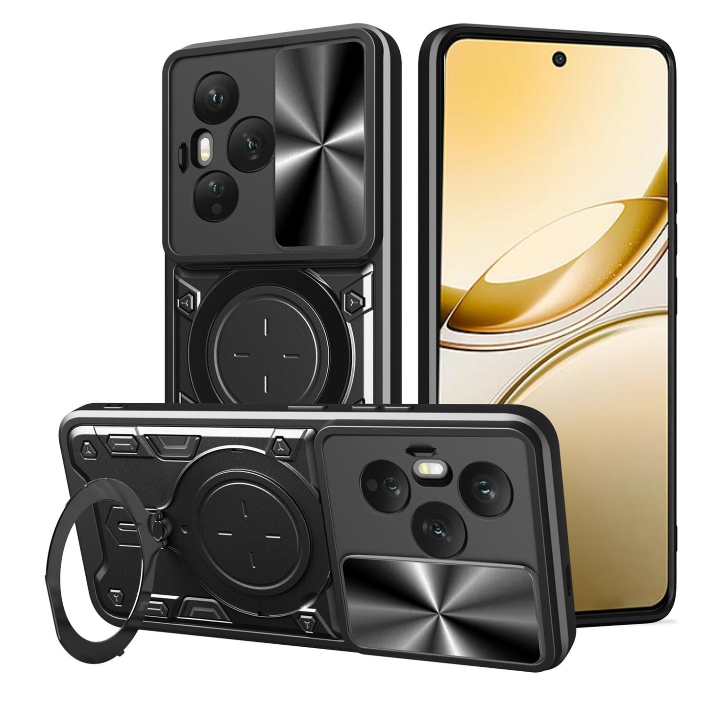 Honor 400 Pro 160.8mm Magnetic Holder CD Texture Sliding Camshield Phone Case, TPU PC Shockproof Cover