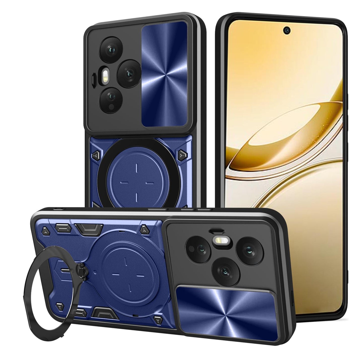 Honor 400 Pro 160.8mm Magnetic Holder CD Texture Sliding Camshield Phone Case, TPU PC Shockproof Cover