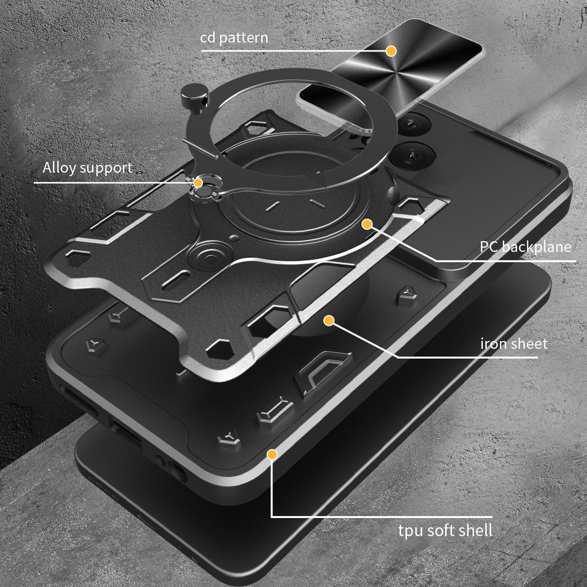 Honor 400 Pro 160.8mm Magnetic Holder CD Texture Sliding Camshield Phone Case, TPU PC Shockproof Cover