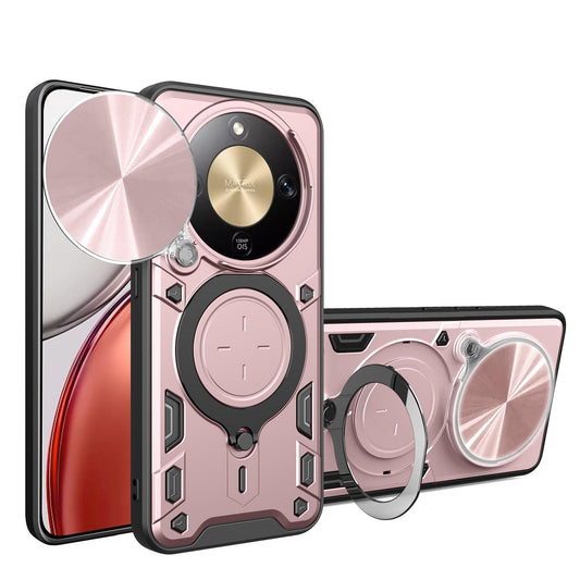 Honor X9d 5G Magnetic Holder CD Texture Sliding Camshield Phone Case, TPU PC Shockproof Cover