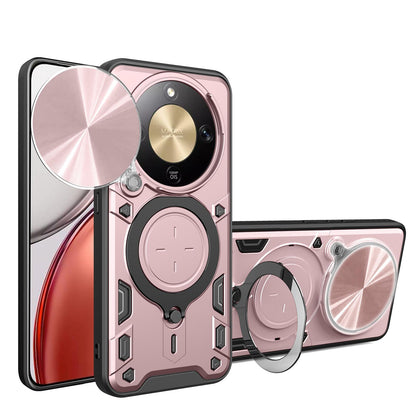 Honor X70 5G Magnetic Holder CD Texture Sliding Camshield Phone Case, TPU PC Shockproof Cover