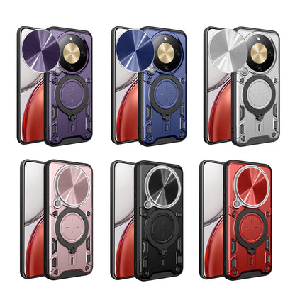Honor X9d 5G Magnetic Holder CD Texture Sliding Camshield Phone Case, TPU PC Shockproof Cover