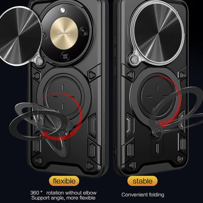Honor X9d 5G Magnetic Holder CD Texture Sliding Camshield Phone Case, TPU PC Shockproof Cover