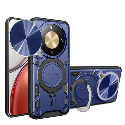 Honor X9d 5G Magnetic Holder CD Texture Sliding Camshield Phone Case, TPU PC Shockproof Cover