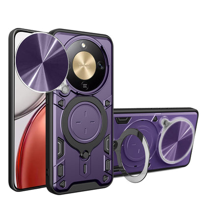 Honor X70 5G Magnetic Holder CD Texture Sliding Camshield Phone Case, TPU PC Shockproof Cover