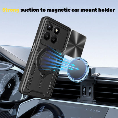 Honor 400 Smart Magnetic Holder CD Texture Sliding Camshield Phone Case, TPU PC Shockproof Cover
