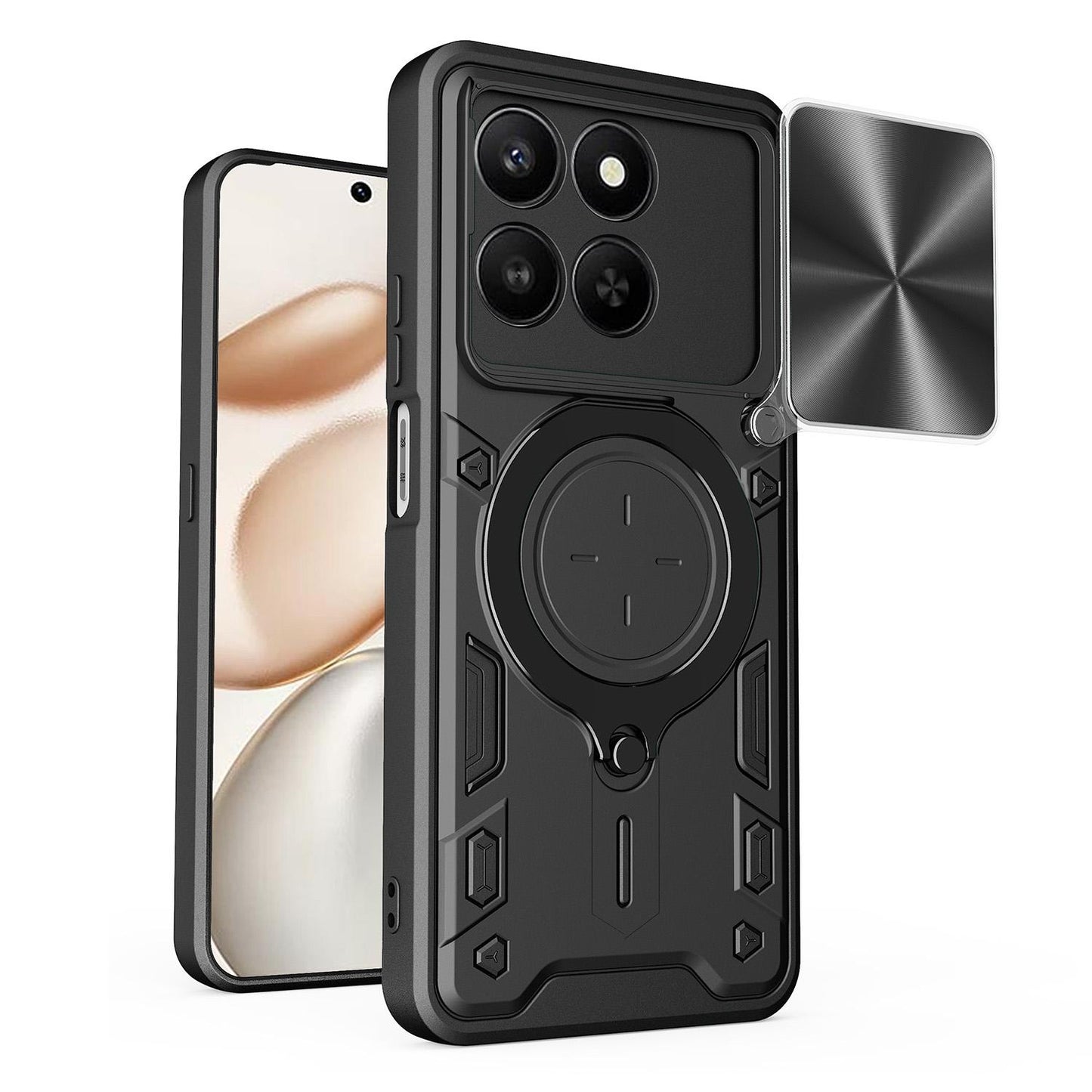 Honor 400 Smart Magnetic Holder CD Texture Sliding Camshield Phone Case, TPU PC Shockproof Cover