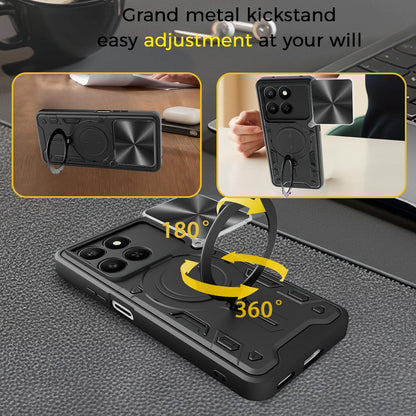 Honor 400 Smart Magnetic Holder CD Texture Sliding Camshield Phone Case, TPU PC Shockproof Cover