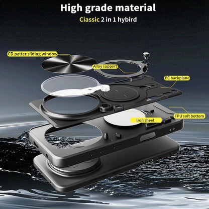 Honor Magic8 Pro 5G Magnetic Holder CD Texture Sliding Camshield Phone Case, TPU PC Shockproof Cover