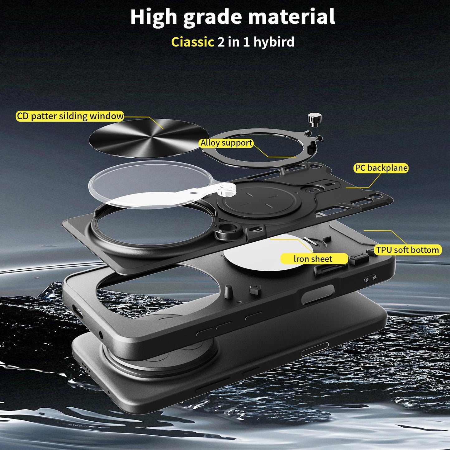 Honor Magic8 Pro 5G Magnetic Holder CD Texture Sliding Camshield Phone Case, TPU PC Shockproof Cover