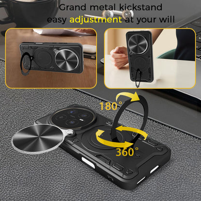 Honor Magic8 Pro 5G Magnetic Holder CD Texture Sliding Camshield Phone Case, TPU PC Shockproof Cover