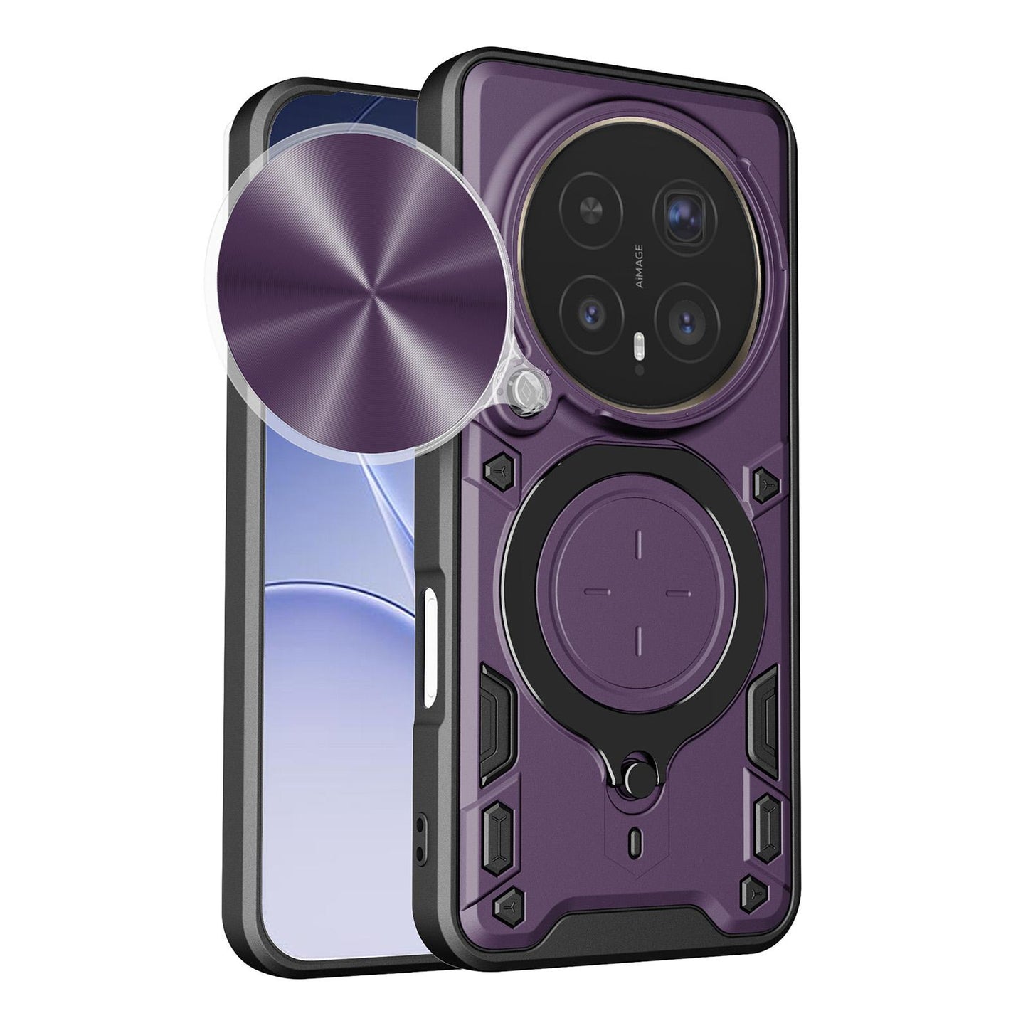 Honor Magic8 Pro 5G Magnetic Holder CD Texture Sliding Camshield Phone Case, TPU PC Shockproof Cover