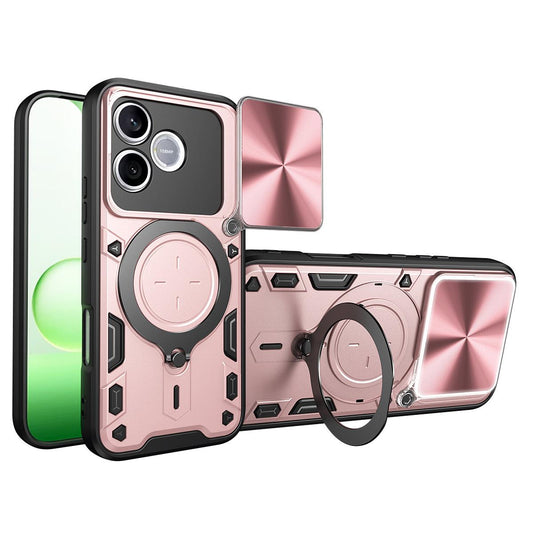 Honor 600 Lite Magnetic Holder CD Texture Sliding Camshield Phone Case, TPU PC Shockproof Cover