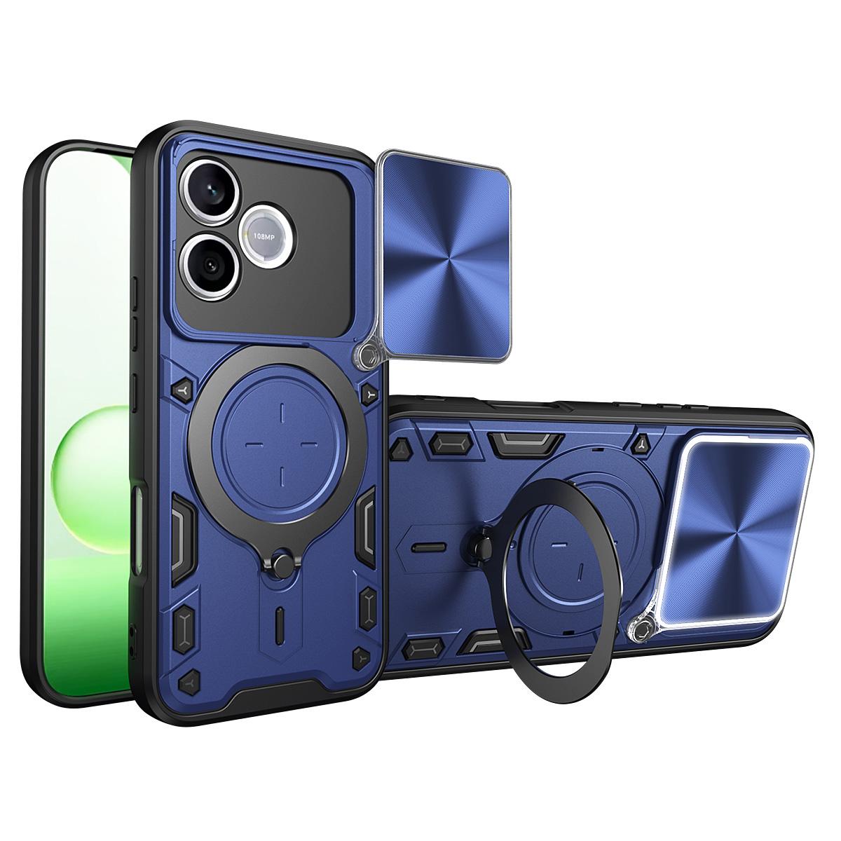 Honor 600 Lite Magnetic Holder CD Texture Sliding Camshield Phone Case, TPU PC Shockproof Cover
