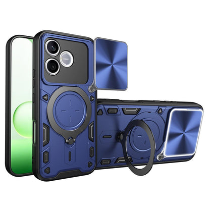 Honor 600 Lite Magnetic Holder CD Texture Sliding Camshield Phone Case, TPU PC Shockproof Cover