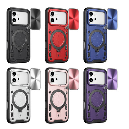 Honor 600 Magnetic Holder CD Texture Sliding Camshield Phone Case, TPU PC Shockproof Cover