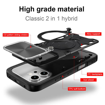 Honor 600 Magnetic Holder CD Texture Sliding Camshield Phone Case, TPU PC Shockproof Cover