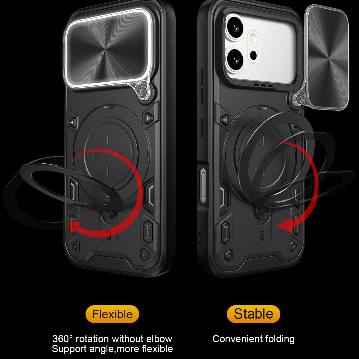 Honor 600 Magnetic Holder CD Texture Sliding Camshield Phone Case, TPU PC Shockproof Cover