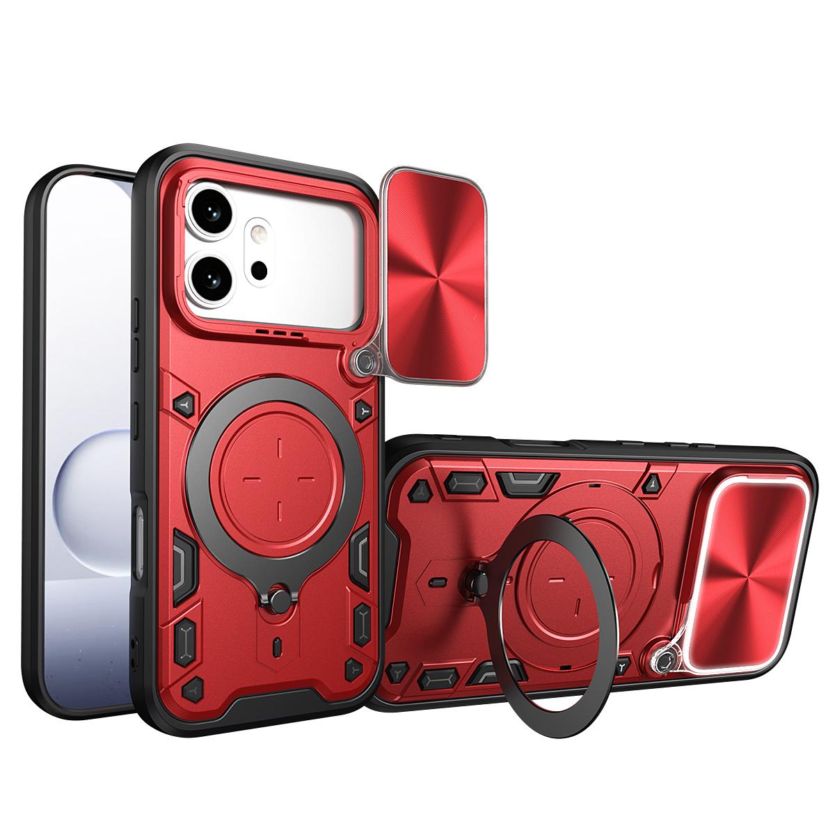 Honor 600 Magnetic Holder CD Texture Sliding Camshield Phone Case, TPU PC Shockproof Cover