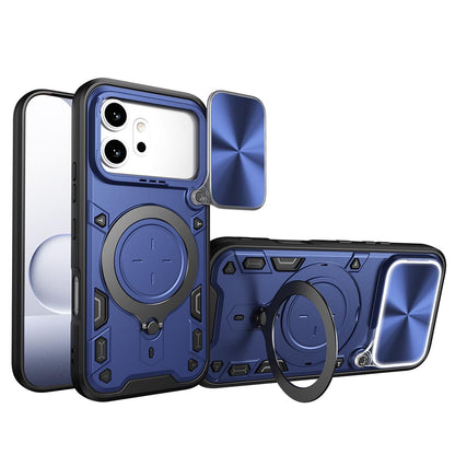 Honor 600 Pro Magnetic Holder CD Texture Sliding Camshield Phone Case, TPU PC Shockproof Cover