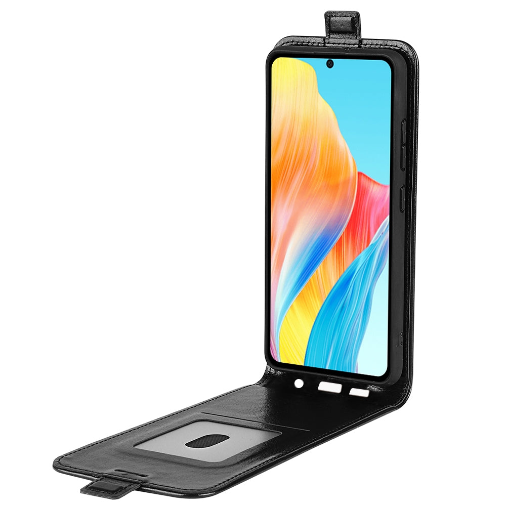 OPPO A58 4G Texture Vertical Flip Leather Wallet Case with Card Slot, PU TPU Shockproof Protective Cover, Anti-Drop Magnetic Folio Phone Case