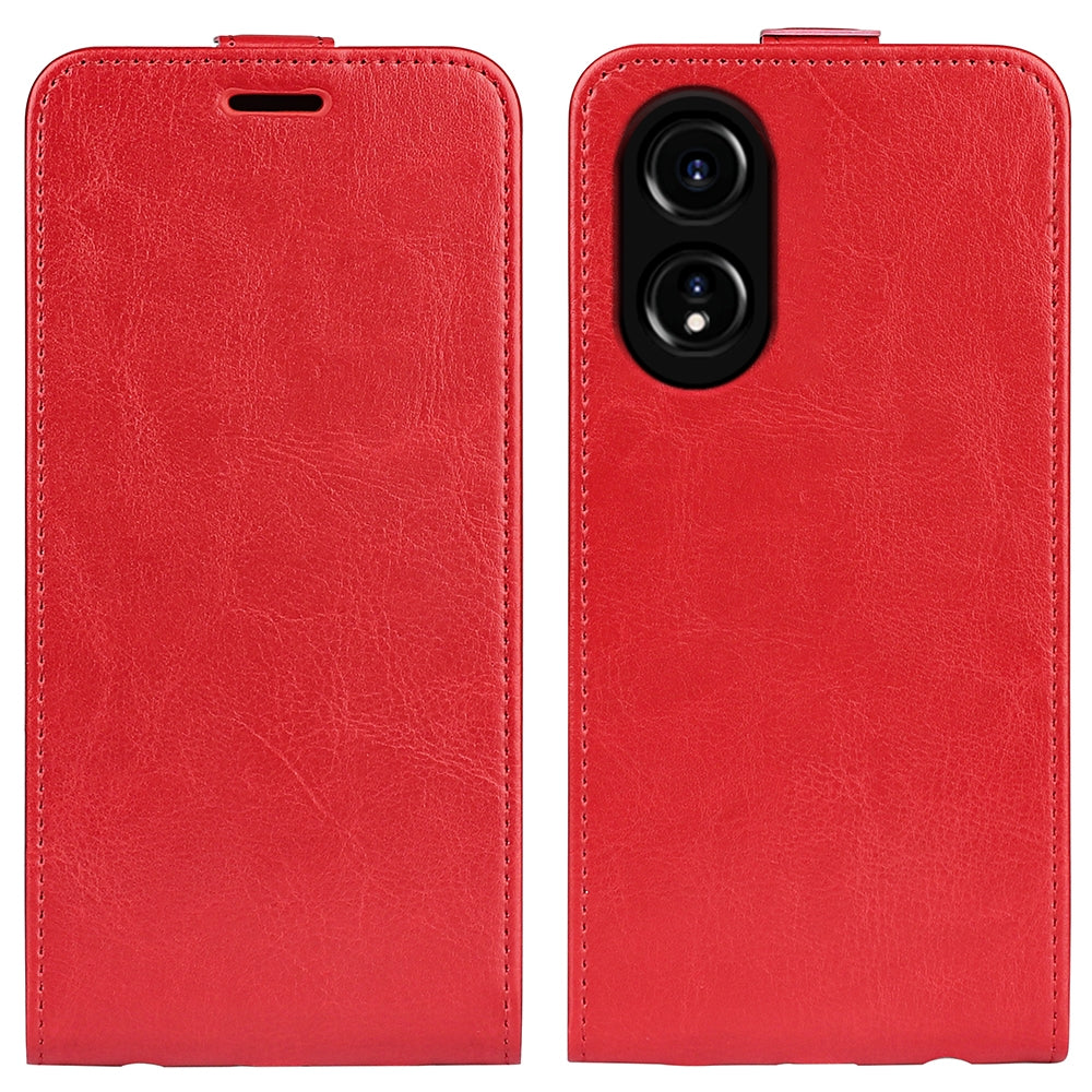 OPPO A58 4G Texture Vertical Flip Leather Wallet Case with Card Slot, PU TPU Shockproof Protective Cover, Anti-Drop Magnetic Folio Phone Case